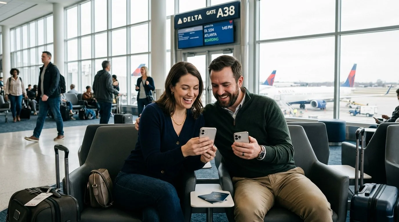 Couple using Delta Companion Certificate – is Delta SkyMiles worth it 2026 overview