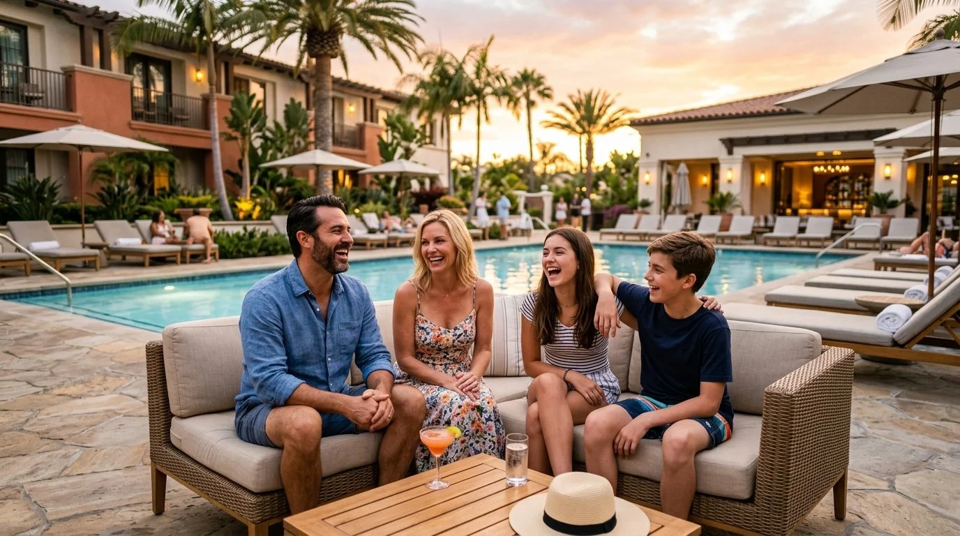 Family enjoying luxury IHG hotel stay after Chase 70% transfer bonus April 2026 — perfect for occasional travelers