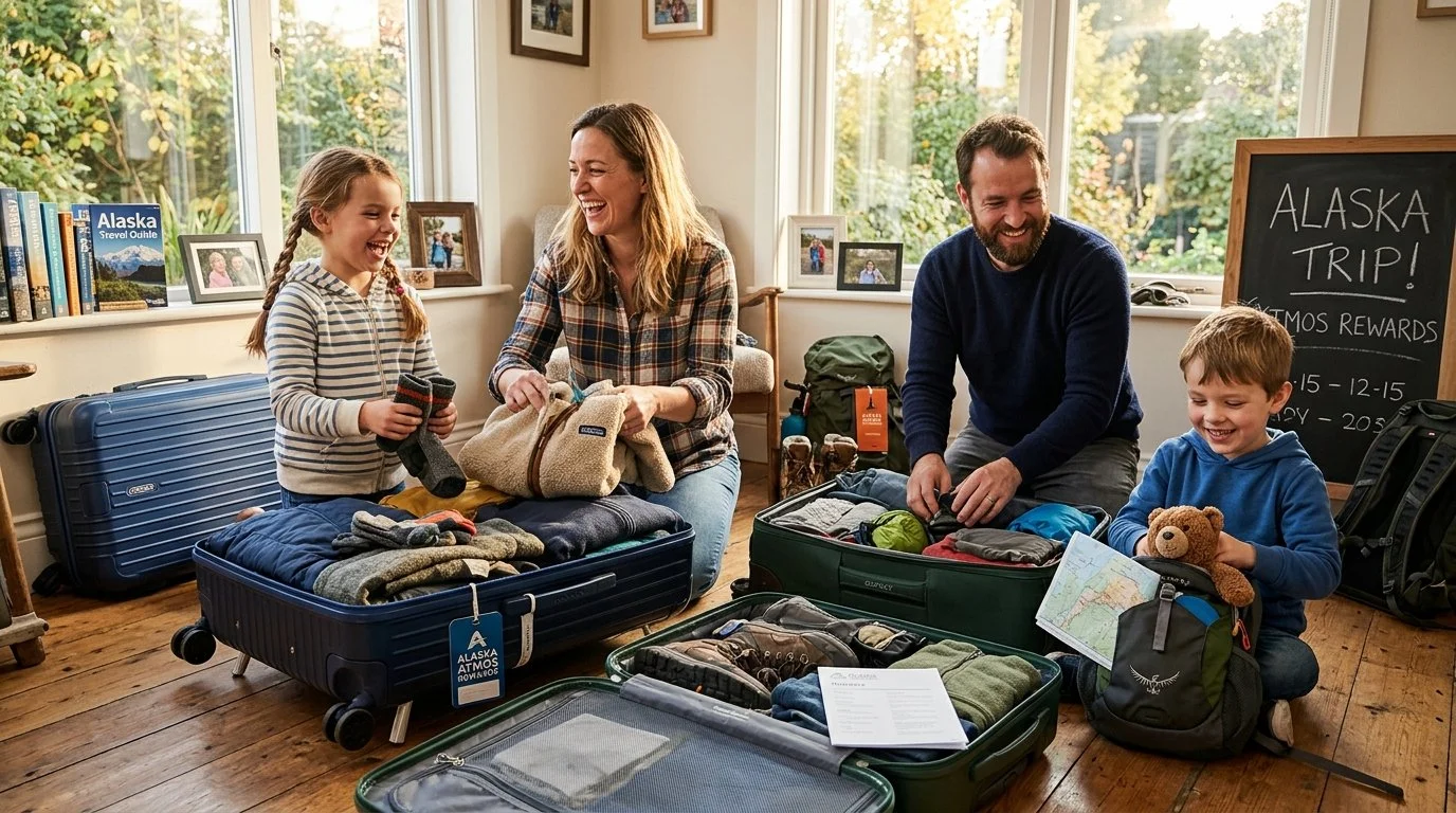 Family starting their 30-day Alaska Atmos Rewards action plan 2026