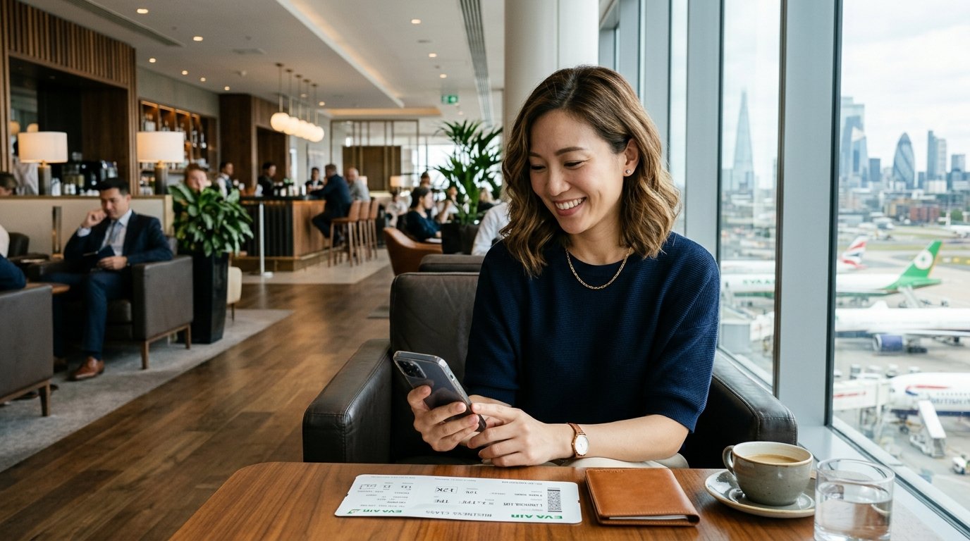 Traveler locking in April 2026 transfer bonuses at the airport lounge before deadlines