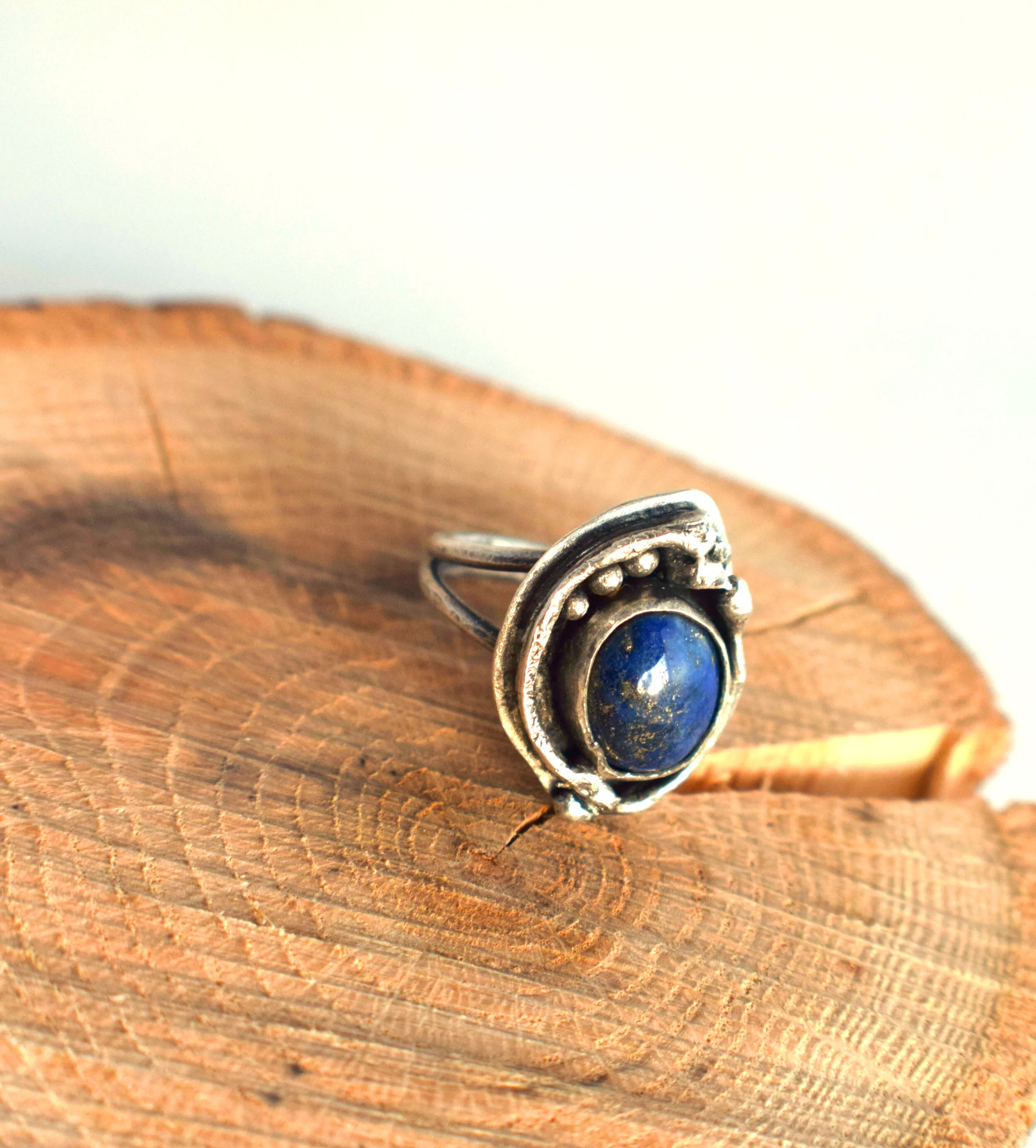 Rustic Silver and Lapis Lazuli Ring