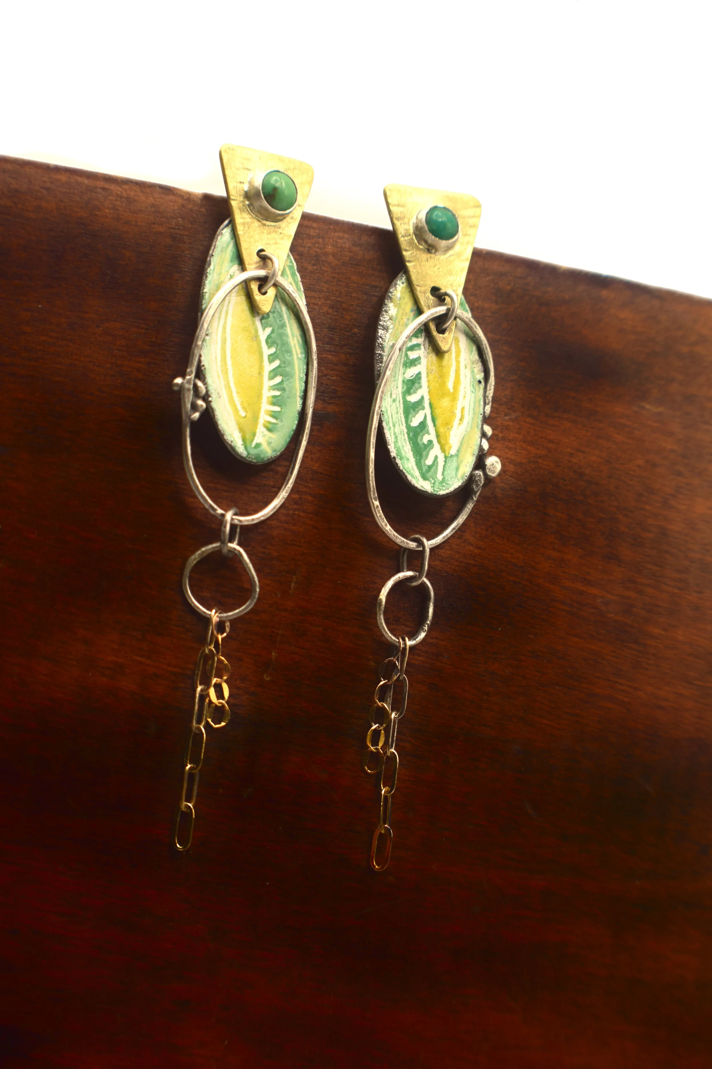 Mixed_metal_turquoise_enamel_dangle_post2.JPG