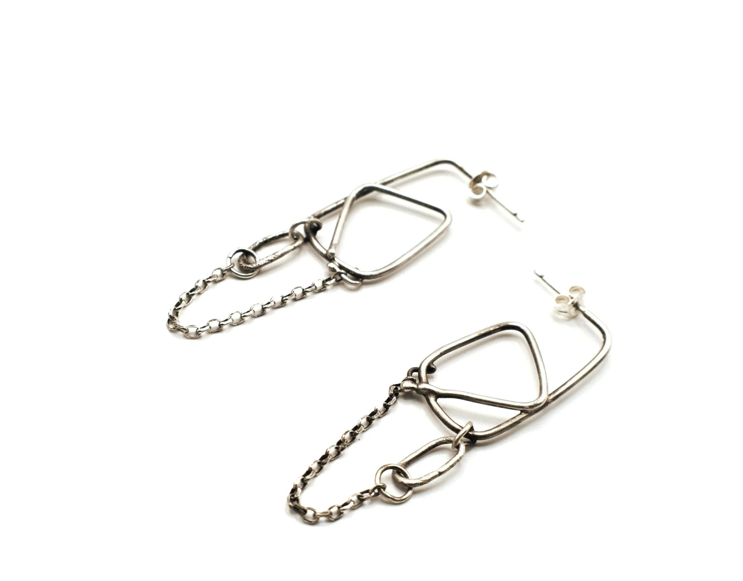 Edgy Organic Rectangle Hoop Earrings