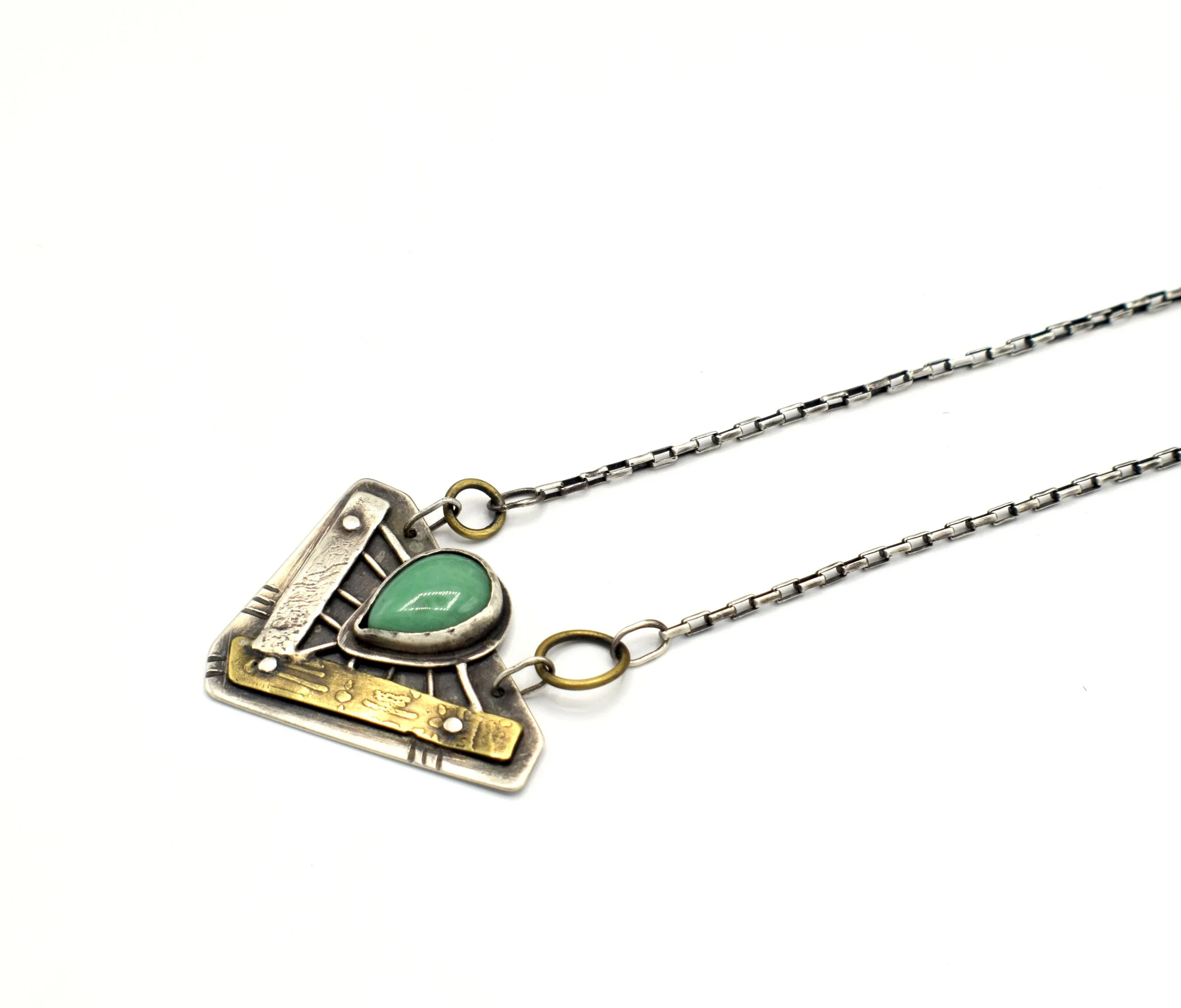 Mixed Metal Chrysoprase Statement Necklace