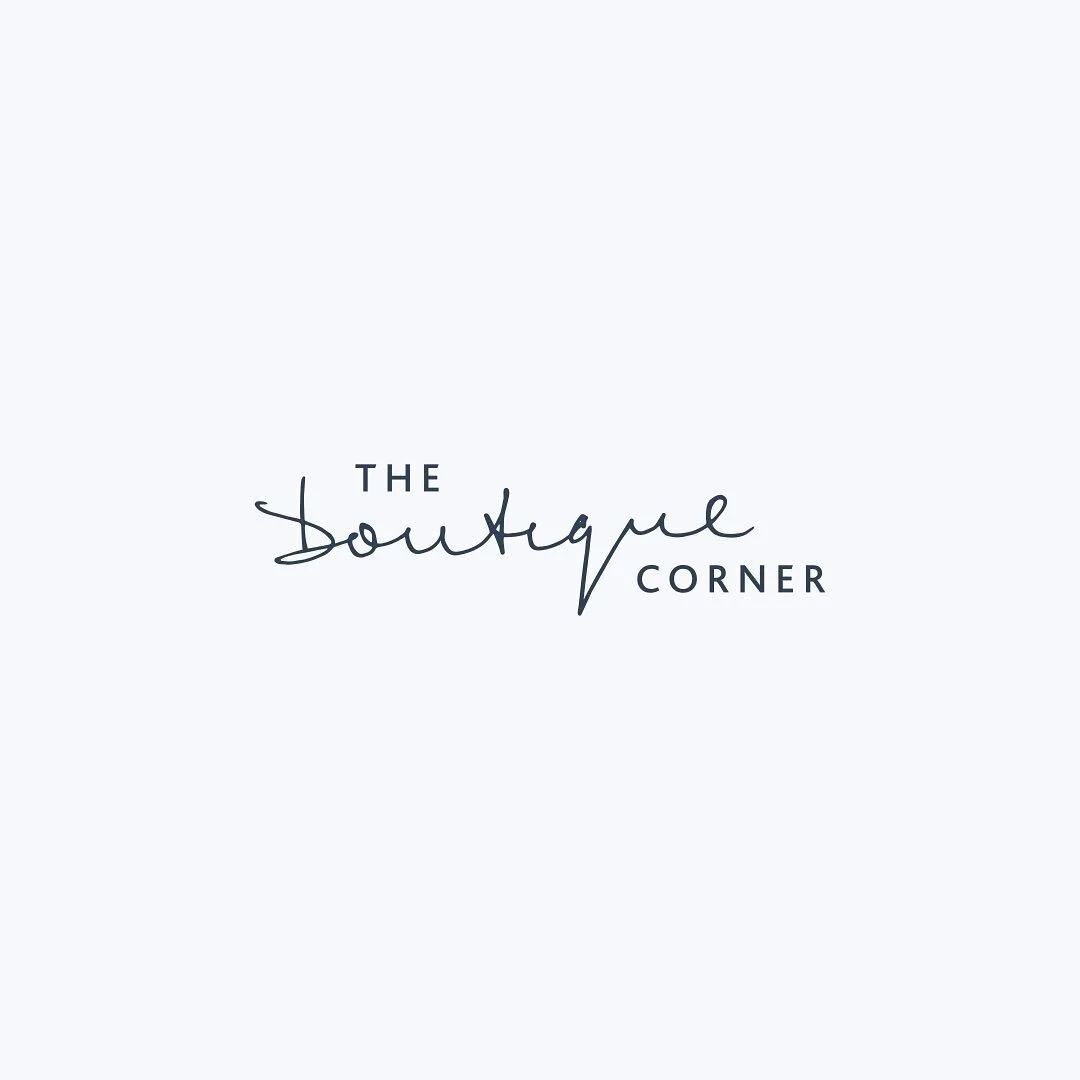Brand design for The Boutique Corner&mdash;sweet and simple with handwritten type making it more personal 🤍