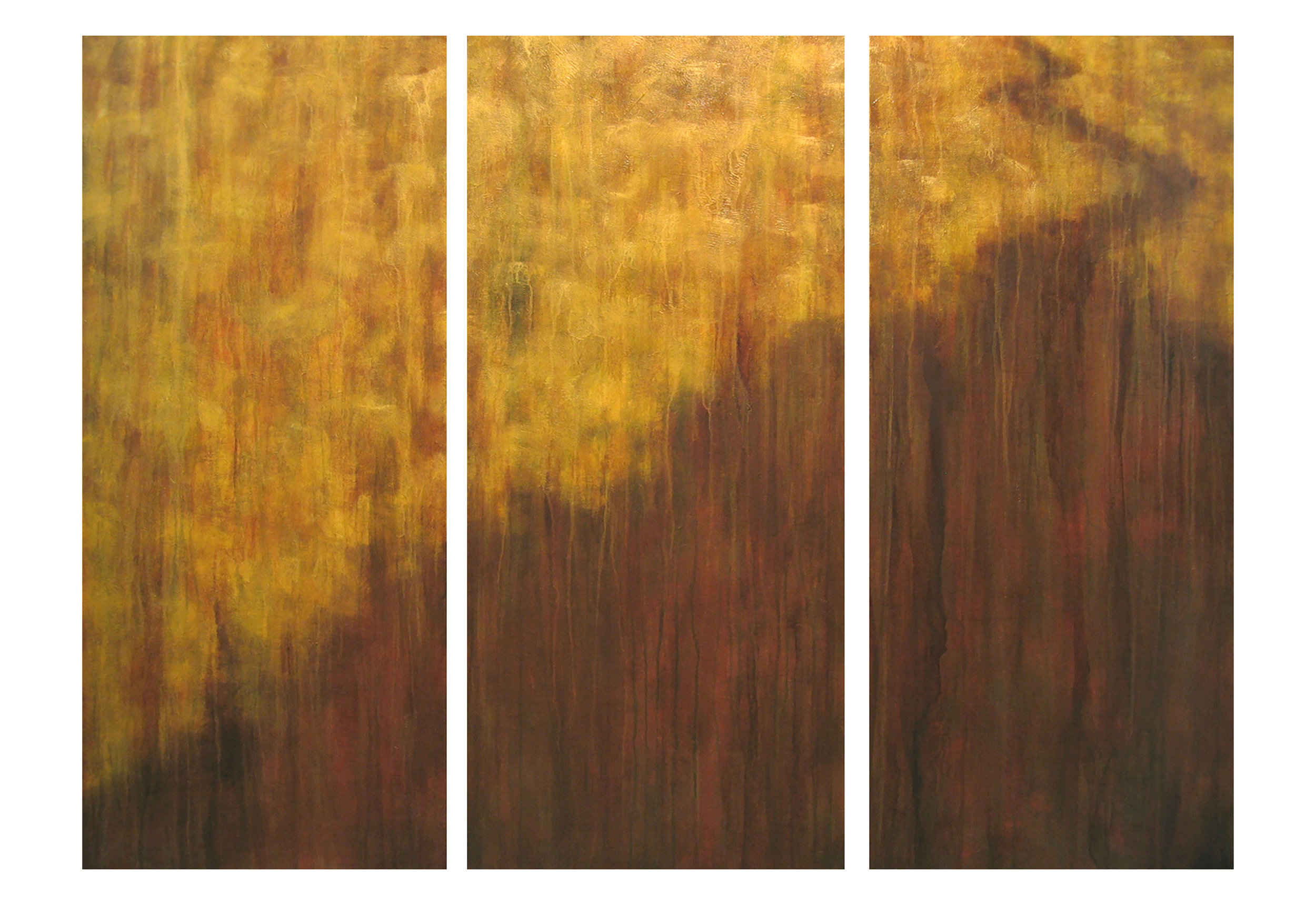  To See One's Way  3 panels, 52"h acrylic on hand-built canvas ©Karen Zilly  Site-specific commission for NYC client                          
