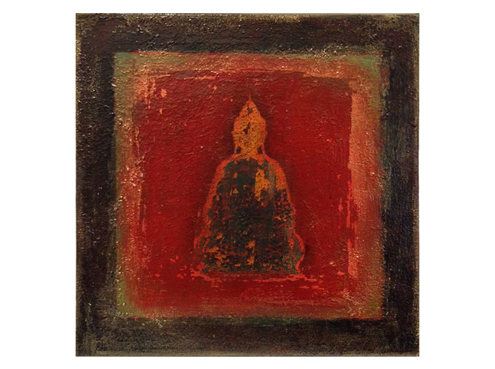  Buddha: silhouette, red/black    12" x 12" acrylic on canvas ©Karen Zilly    SOLD                 