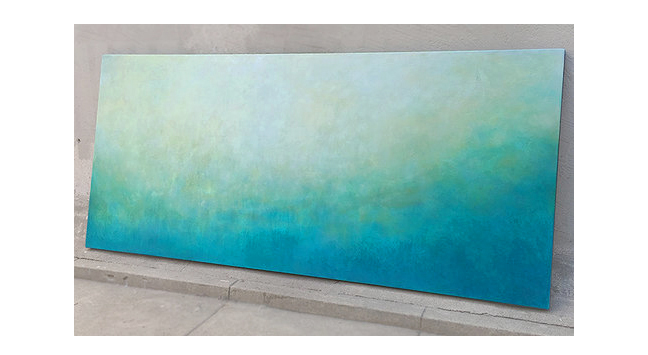  Coastal Abstract  Commissioned for client in Florida  30" x 68" acrylic and paste on hand-built canvas ©Karen Zilly  SOLD                   