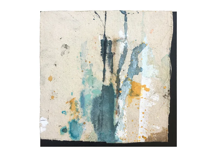 raw canvas study, 7 inspired by Japanese poetry mixed media on 8” x 8” wood panel with cradle back ©Karen Zilly SOLD
