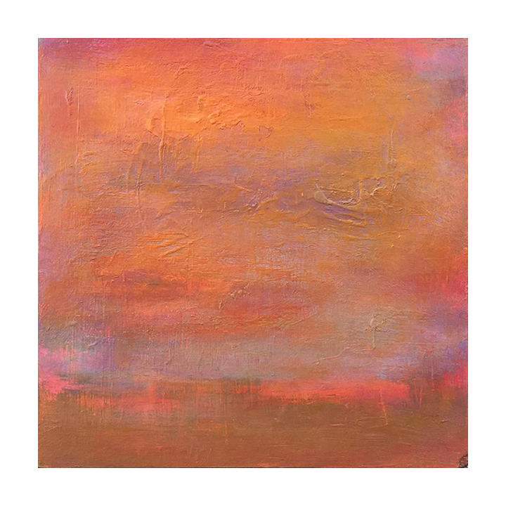 Sunset Study, 1  12" x 12" acrylic on reclaimed panel ©2018 Karen Zilly  SOLD                