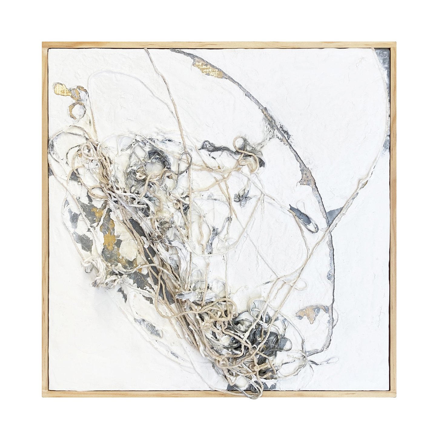  stream of consciousness, 2   12” x 12” mixed media on wood ©Karen Zilly  This piece feels as if it is one moment in a much larger story, engaging the viewer to explore their feelings throughout the movement on the surface.  Wood panel with cradle b