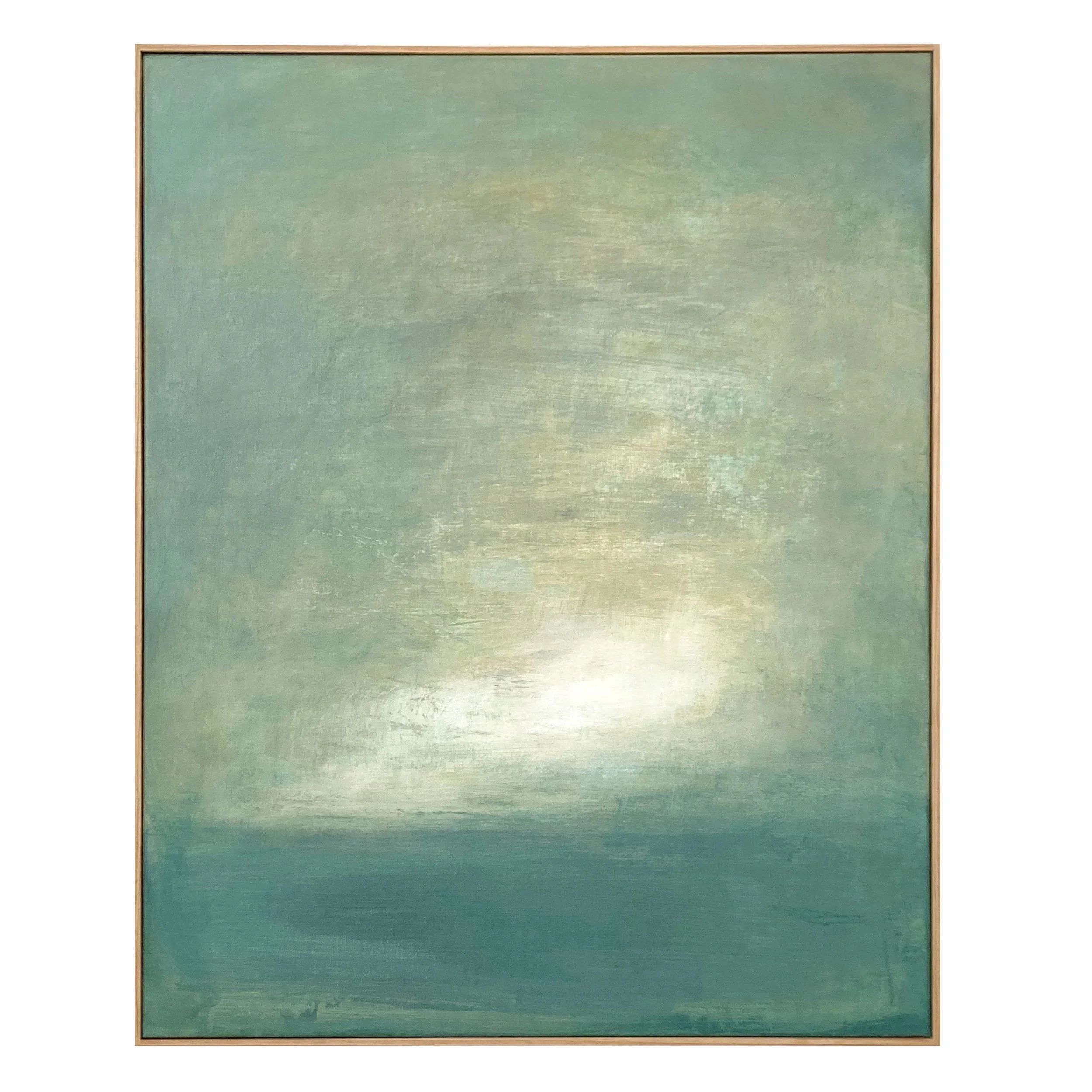  morning shore, 3  24” x 30” acrylic on canvas ©Karen Zilly  Includes a handmade wood border-edge frame. Signed on back, ready to hang. Currently on display at the Maker Space, Carmel by the Sea, CA   sale price: $850 | May include Domestic Ground S