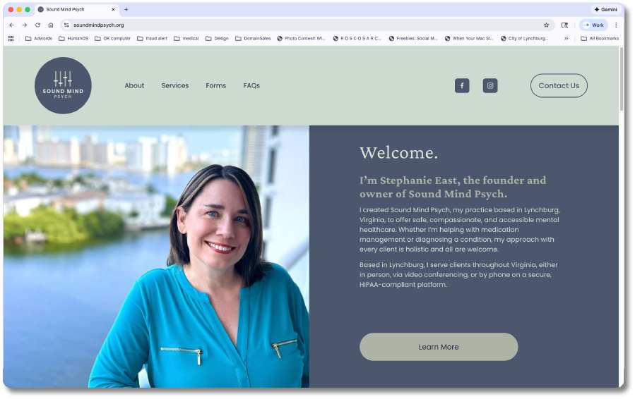 sound mind psych website homepage