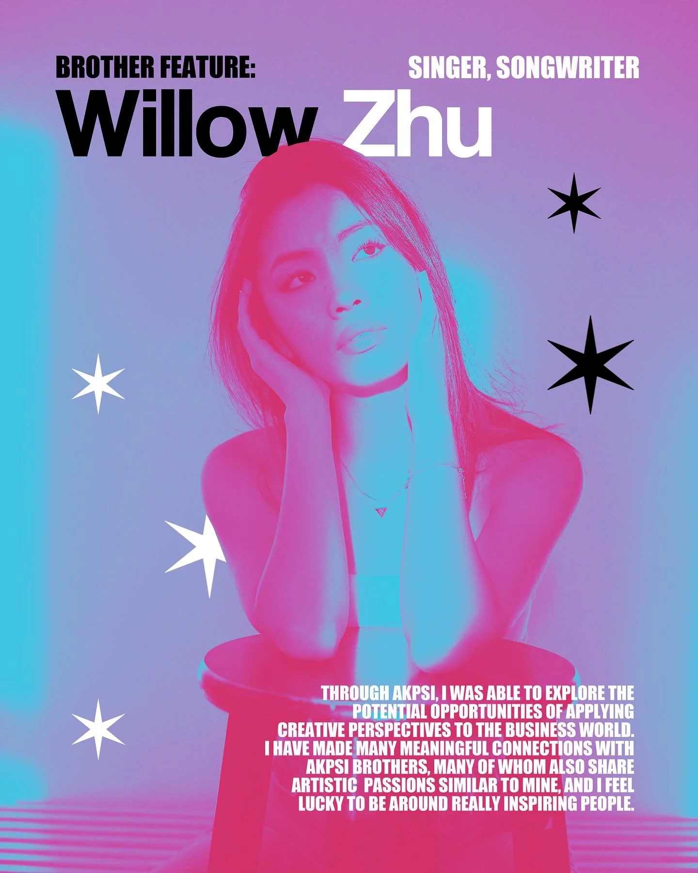 We are super excited to showcase one of AKPsi&rsquo;s very own talented musicians &mdash; meet Willow Zhu! Willow is a third year from Nashville, TN, double majoring in Economics and Music. Willow rushed AKPsi in the fall of her first year, and she&r
