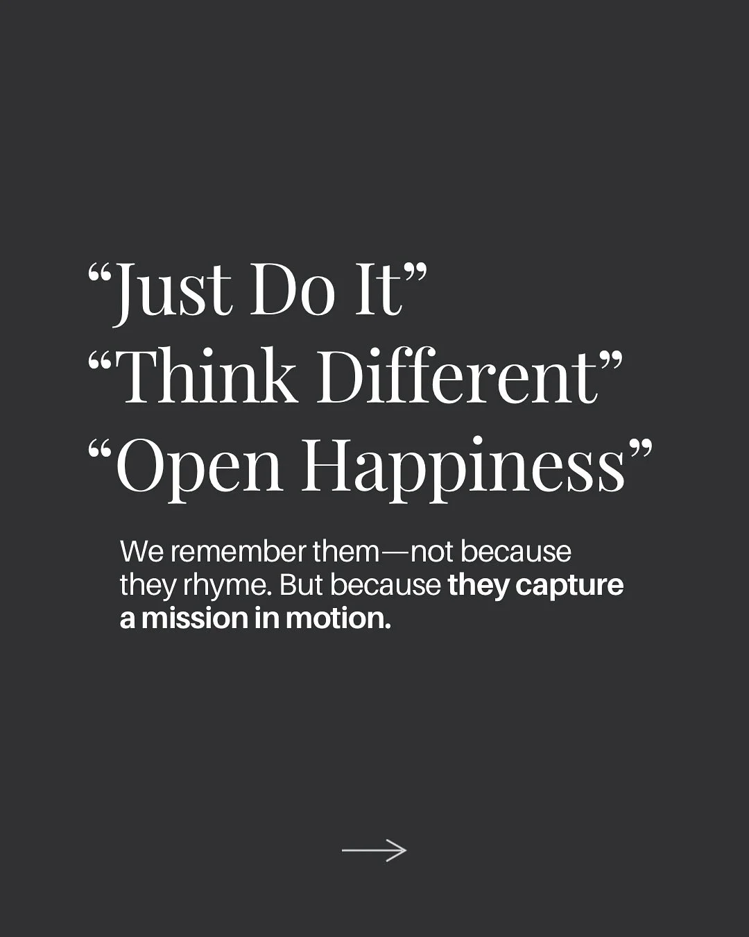 Your tagline isn&rsquo;t just a slogan.
It&rsquo;s a strategic spark.

The great ones?
They&rsquo;re short. Emotional. Sticky.
They don&rsquo;t describe &mdash; they distill.

📌 Not everything you do. Just the essence of what you stand for.

#brands