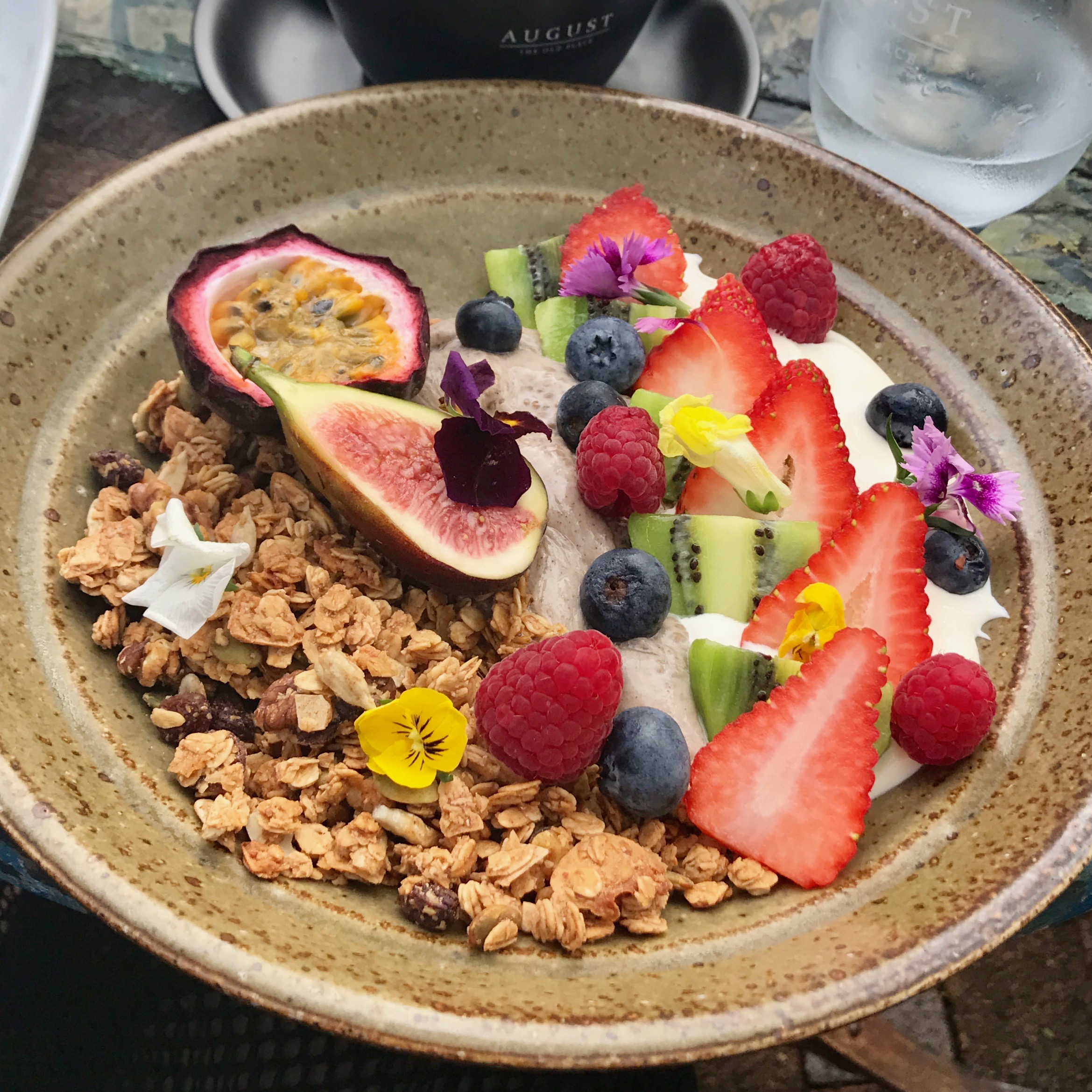 Vanilla Chia Pudding with Fresh Fruit, Granola and Yoghurt
