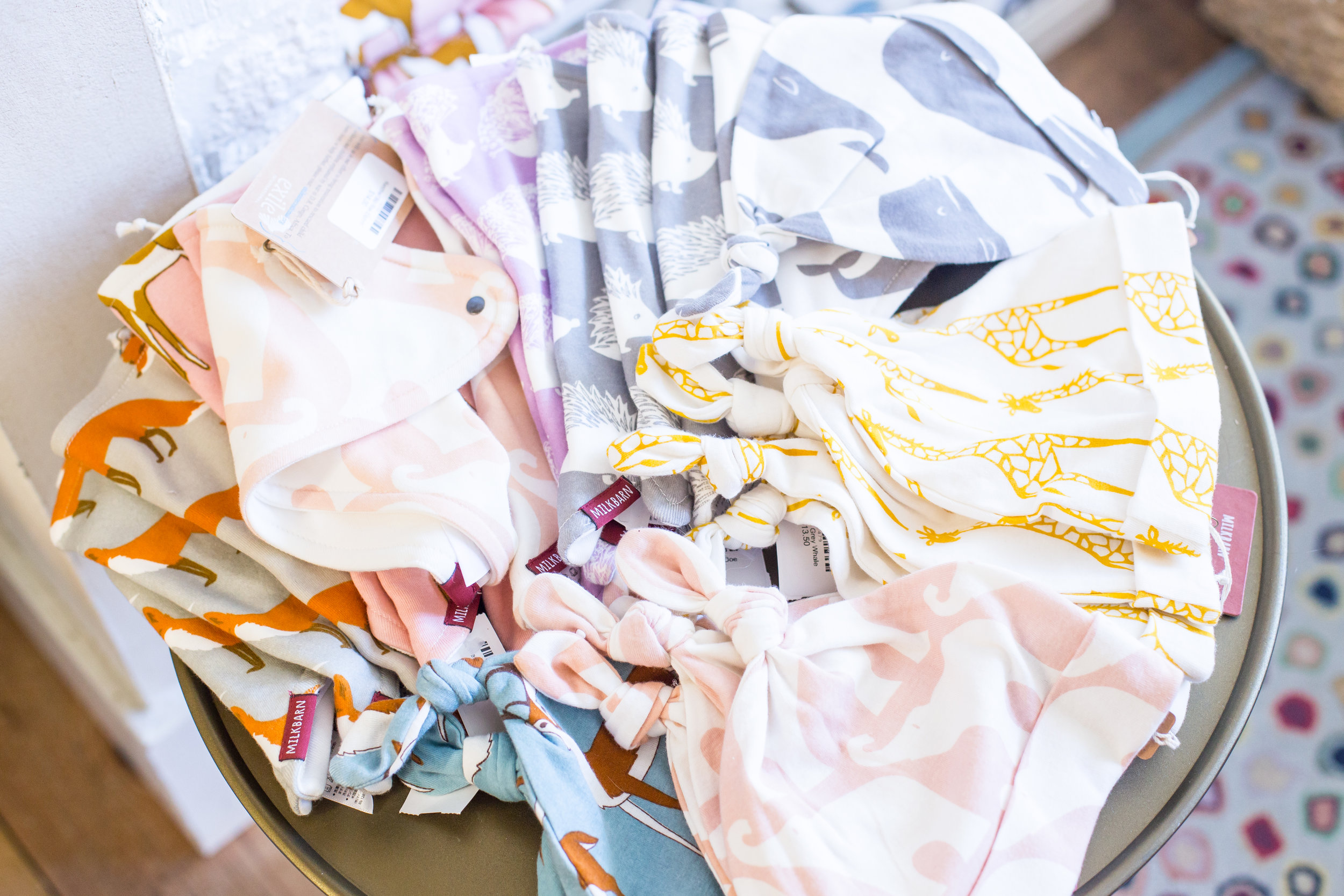 Baby gifts, bibs, colorful patterns