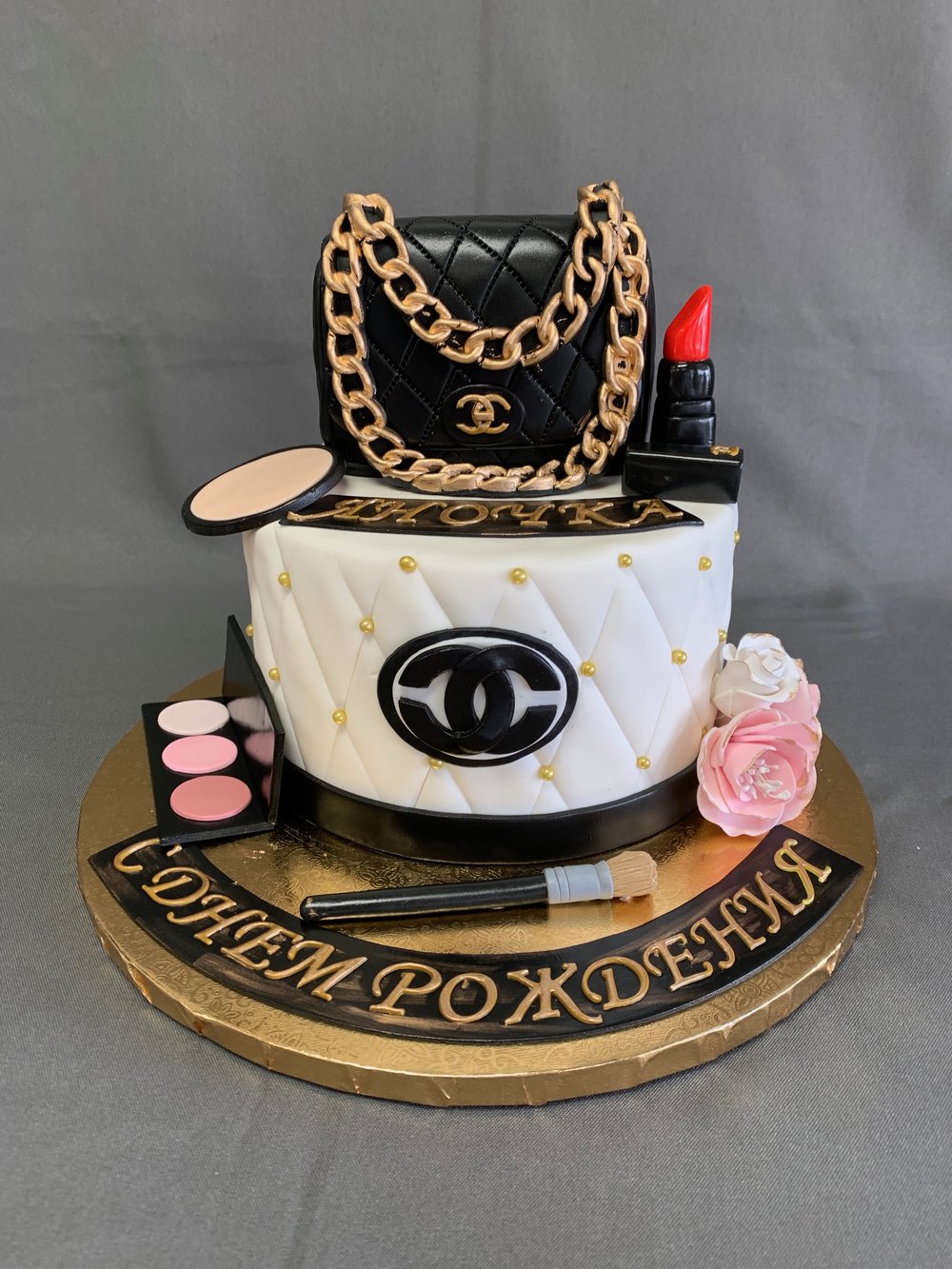 Coco Chanel Cake with cheers Bottle