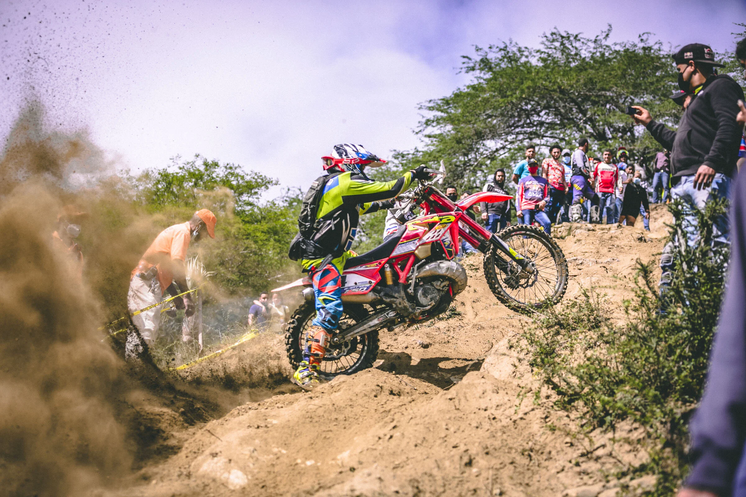  Pol Tarrés attempt to climb a hill during a dirt bike race in Moncion, Dominican Republic. 