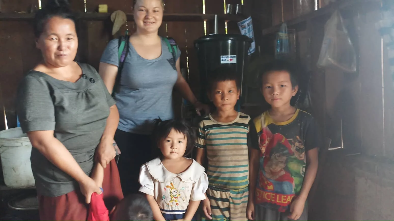 Marion meeting the families receiving the filters.