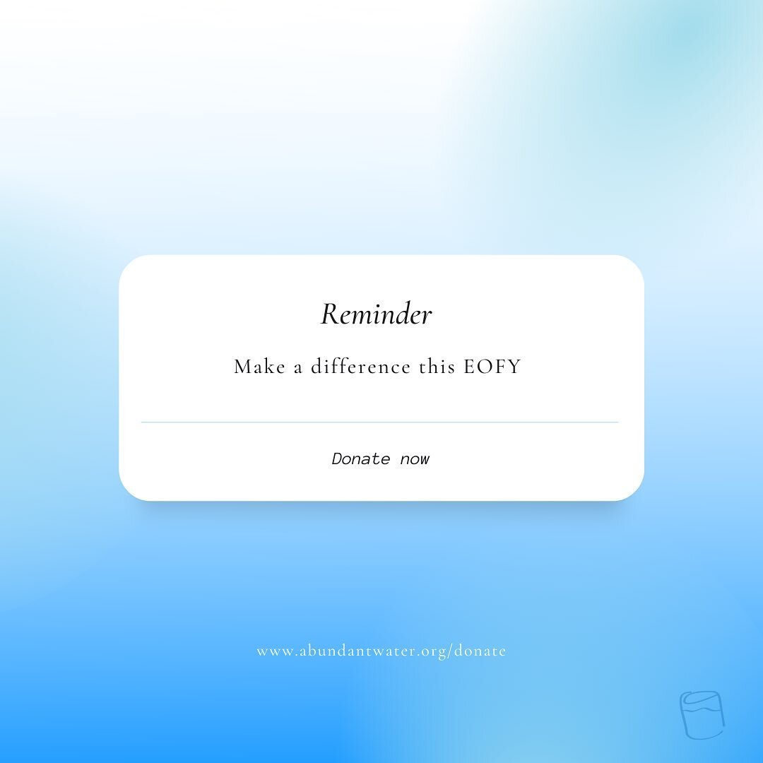 Wanting to make a difference?
Make a tax-deductible donation this EOFY. Any donation, big or
small, will allow us to help more people access clean drinking
water💧

&lrm; &lrm; &lrm; &lrm; &lrm; &lrm; &lrm; &lrm; &lrm; &lrm; &lrm; &lrm; &lrm; &lrm; &