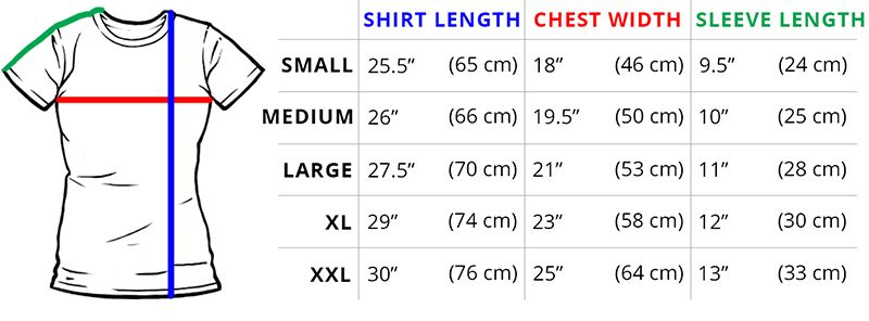 women shirt size chart