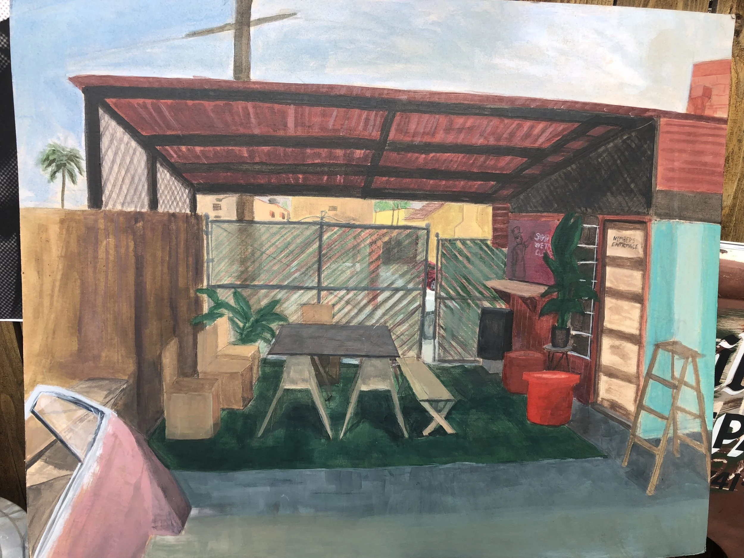 Cereal and Such behind Virgil Normal acrylic on chip board