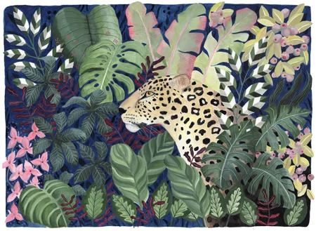 Leopard in Leaves, copyright Bex Parkin 2018