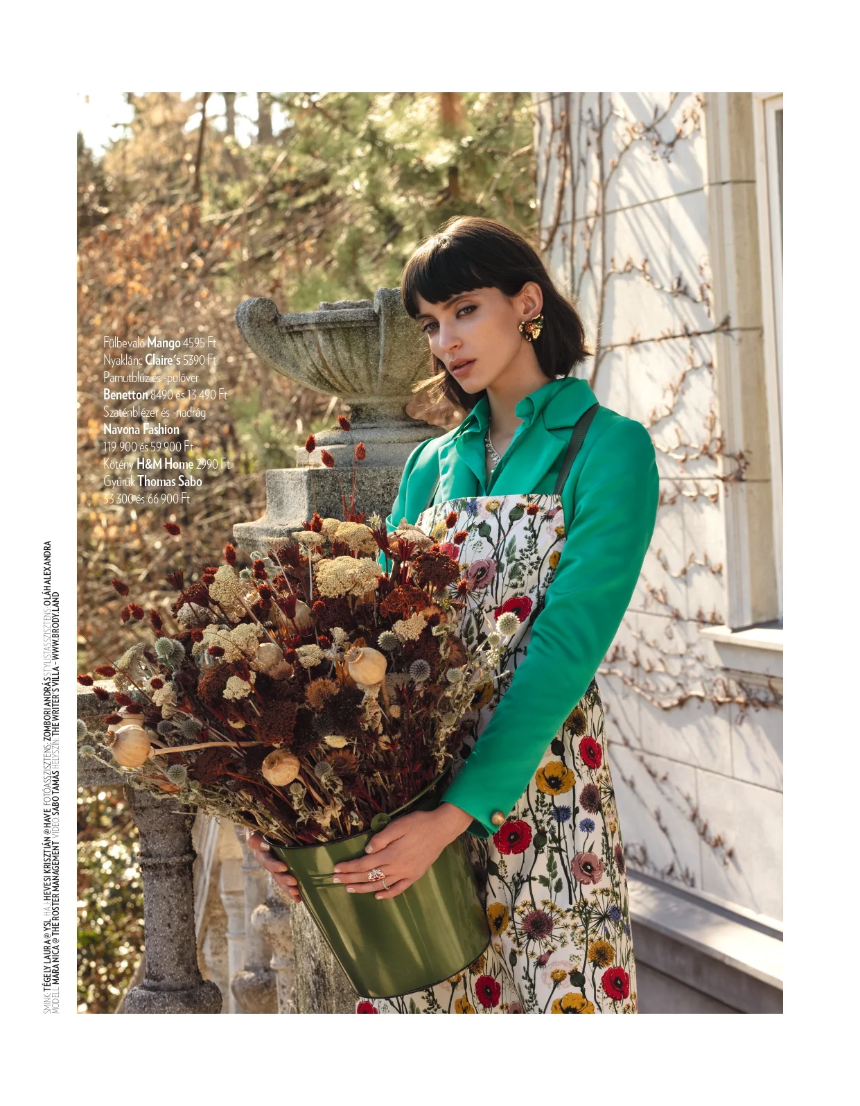 A Marie Claire Magazin 2019. áprilisi lapszámának divatanyagában a modell NAVONA szaténblézert és nadrágot visel.