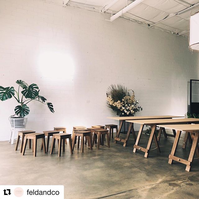Morning delivery for @feldandco 3x Trestle tables with a new leg design which allows more seating and 12 cute little stools. It&rsquo;s been lovely making furniture for this beautiful space. #fremantle #furniture #furnituredesign #maker #freo #perth 