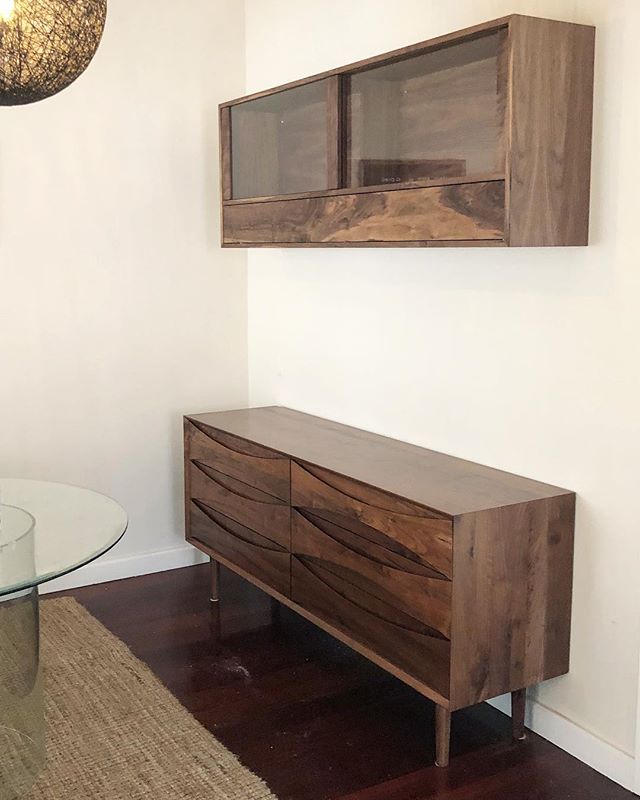 Wall mounted Whisky cabinet, just delivered and installed in time for birthday celebrations. #whiskycabinet #cabinetmaker #furnituremaker #furnituredesign #craftsman #walnut #freo #fremanlte #perth