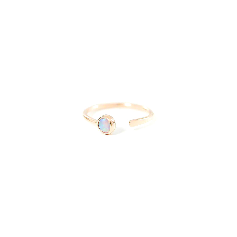 open adjustable gold ring with opal 14k