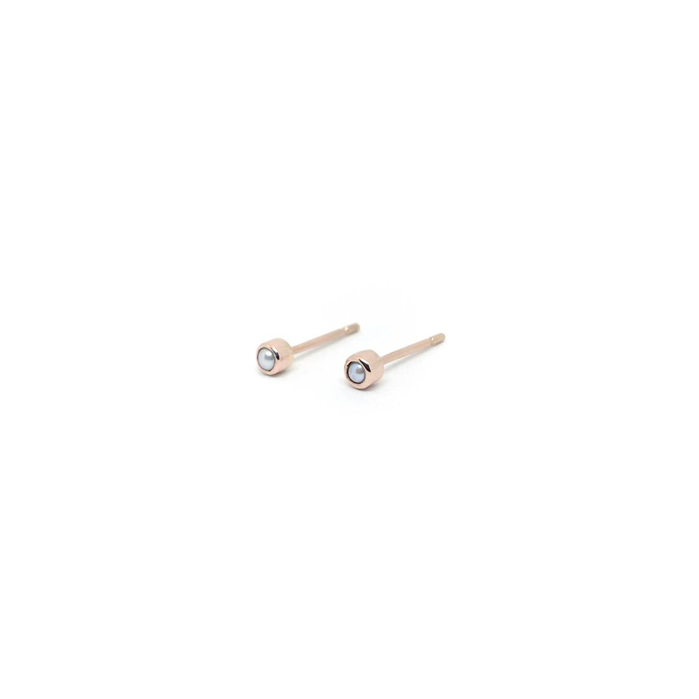 tiny pearl studs earrings gold 14k