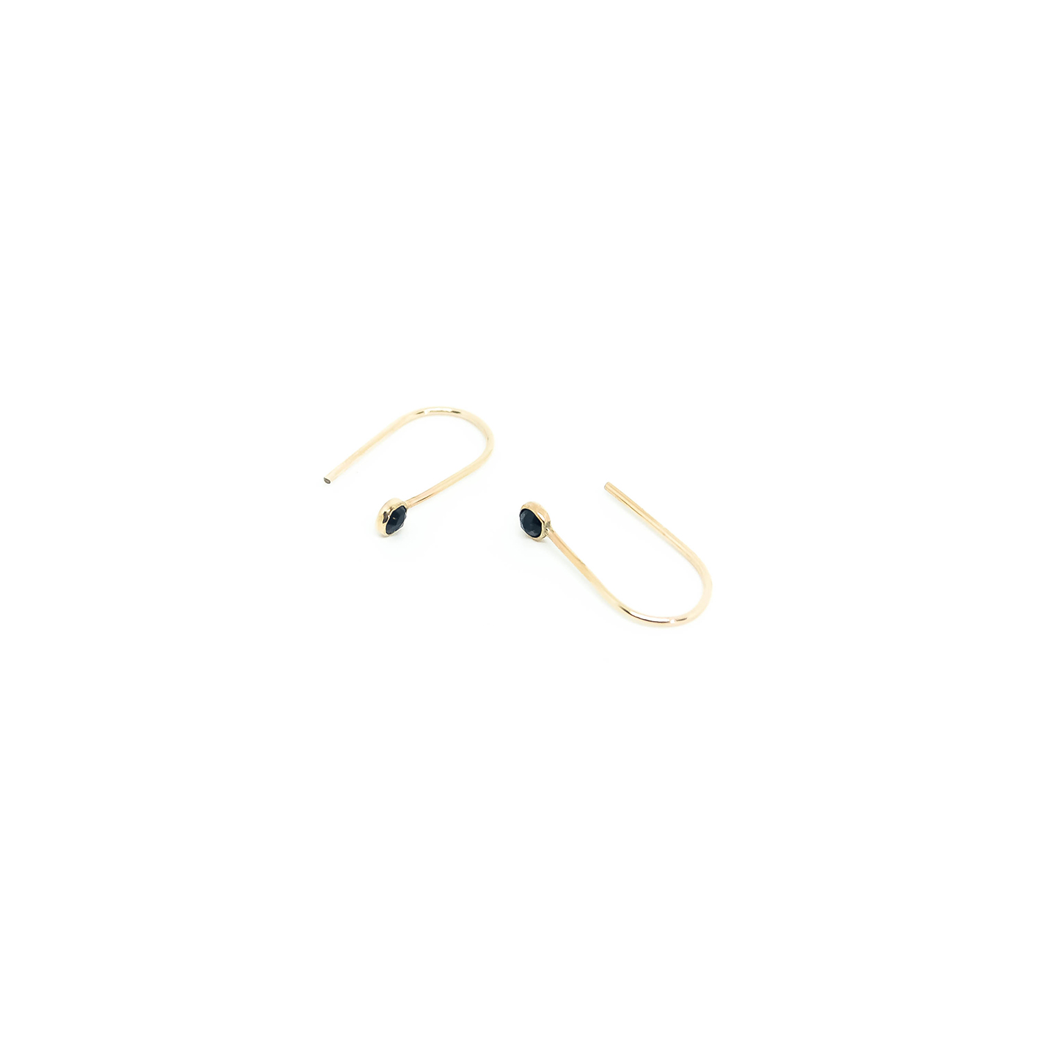 barely there gold minimalist earrings with black onyx stone