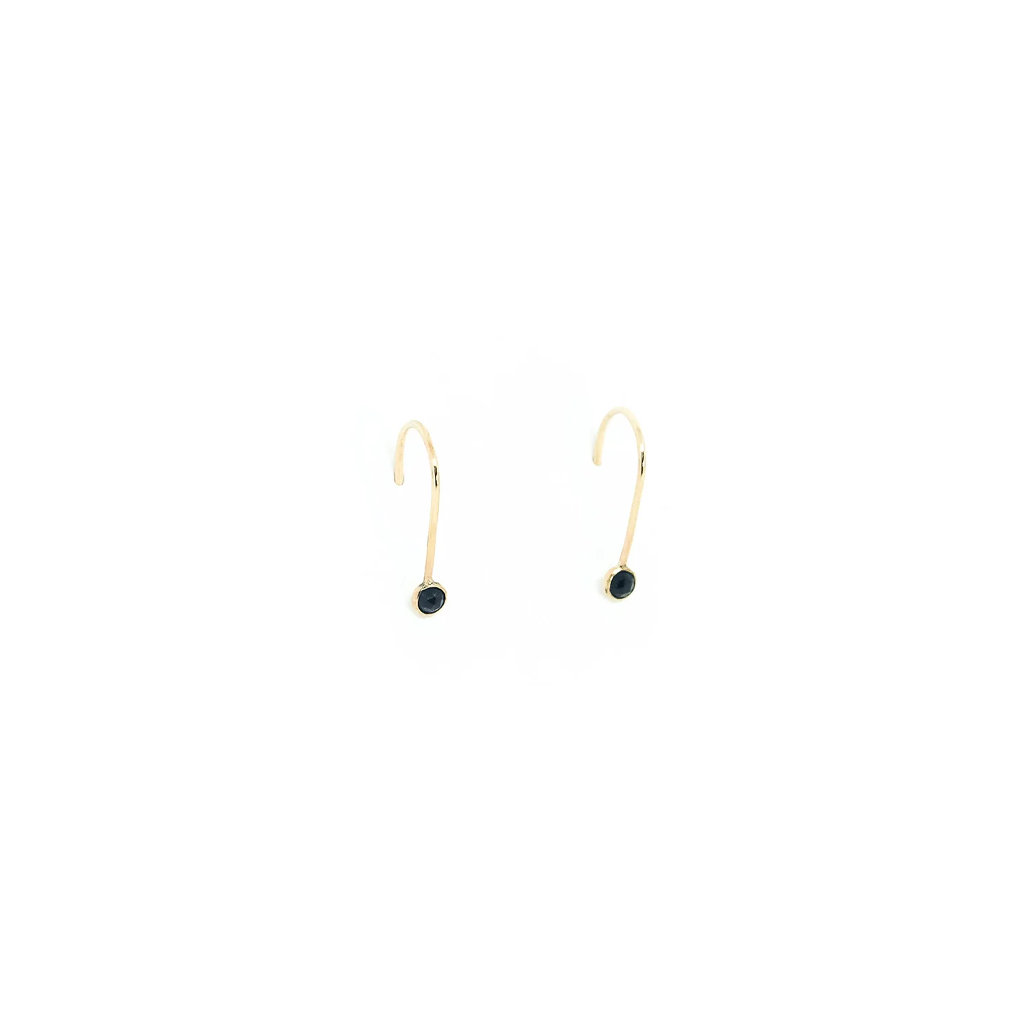 barely there gold minimalist earrings with black onyx stone