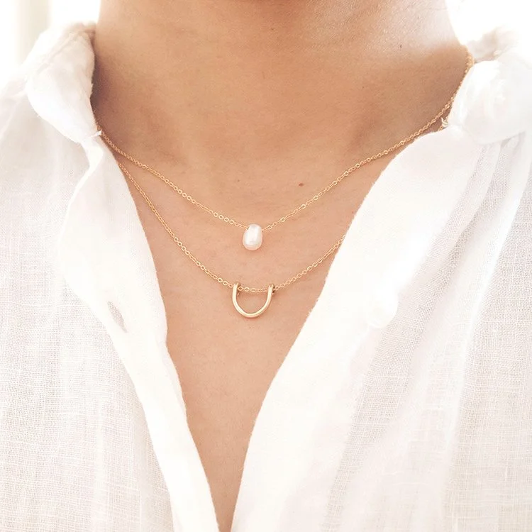 minimal bridge necklace gold