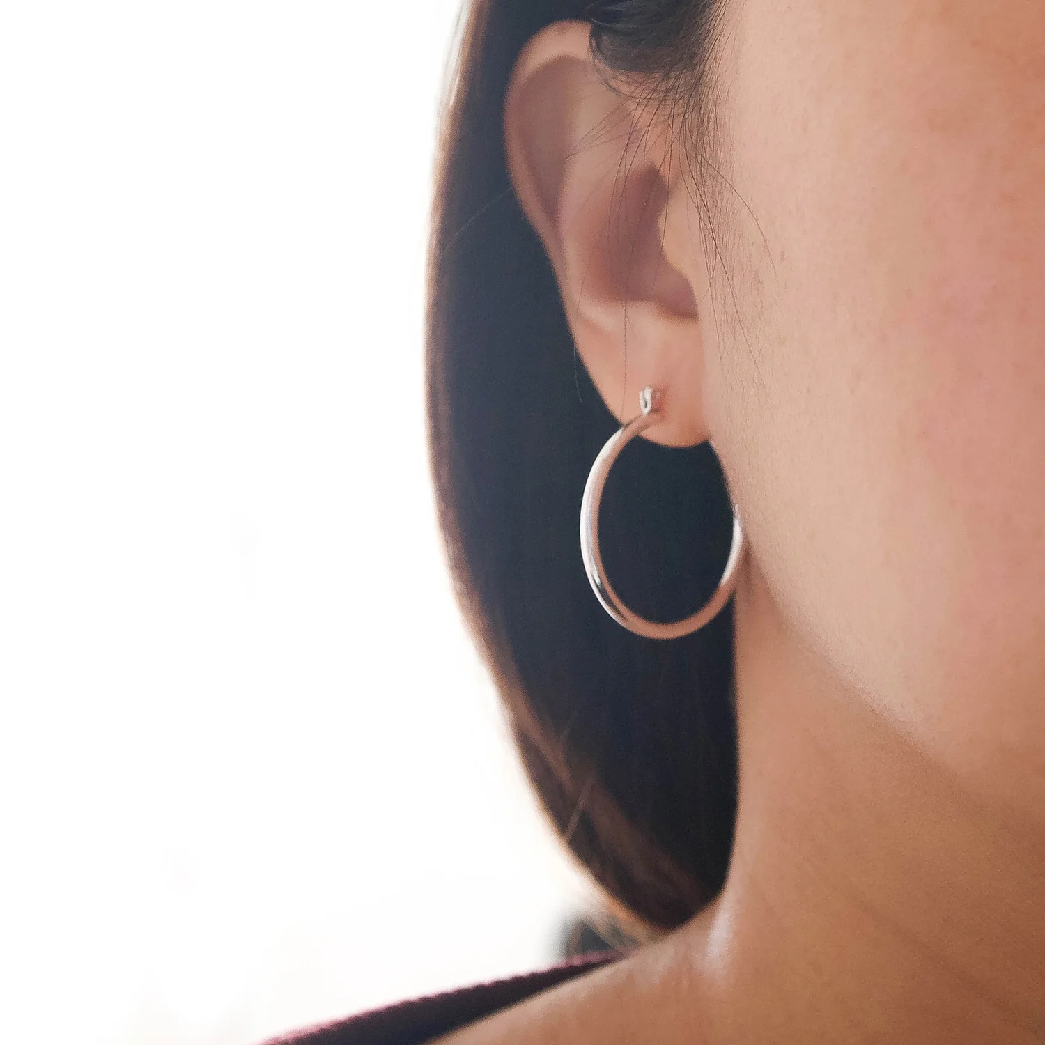 large circle silver hoop earrings