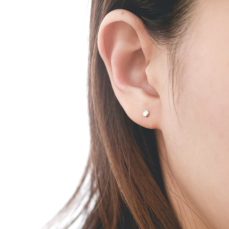 tiny opal studs 14k yellow gold - studiocosette.com