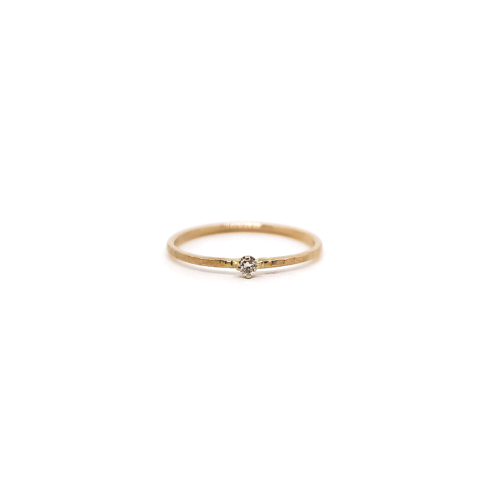 .03ct Tiny Diamond Solitaire Ring. 14K Gold- studiocosette.com