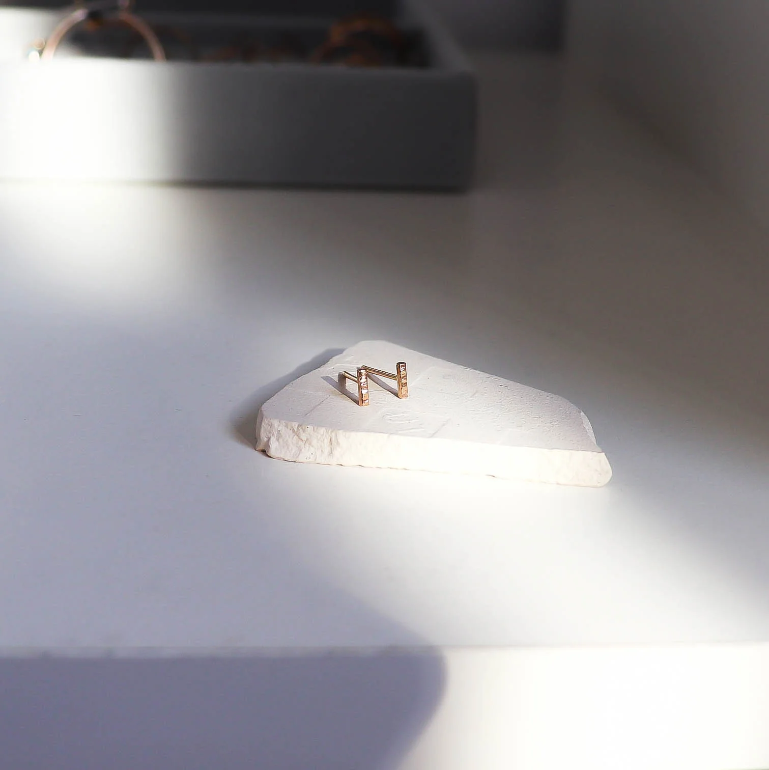 Textured bar studs. 14k Gold/Sterling Silver -studiocosette.com
