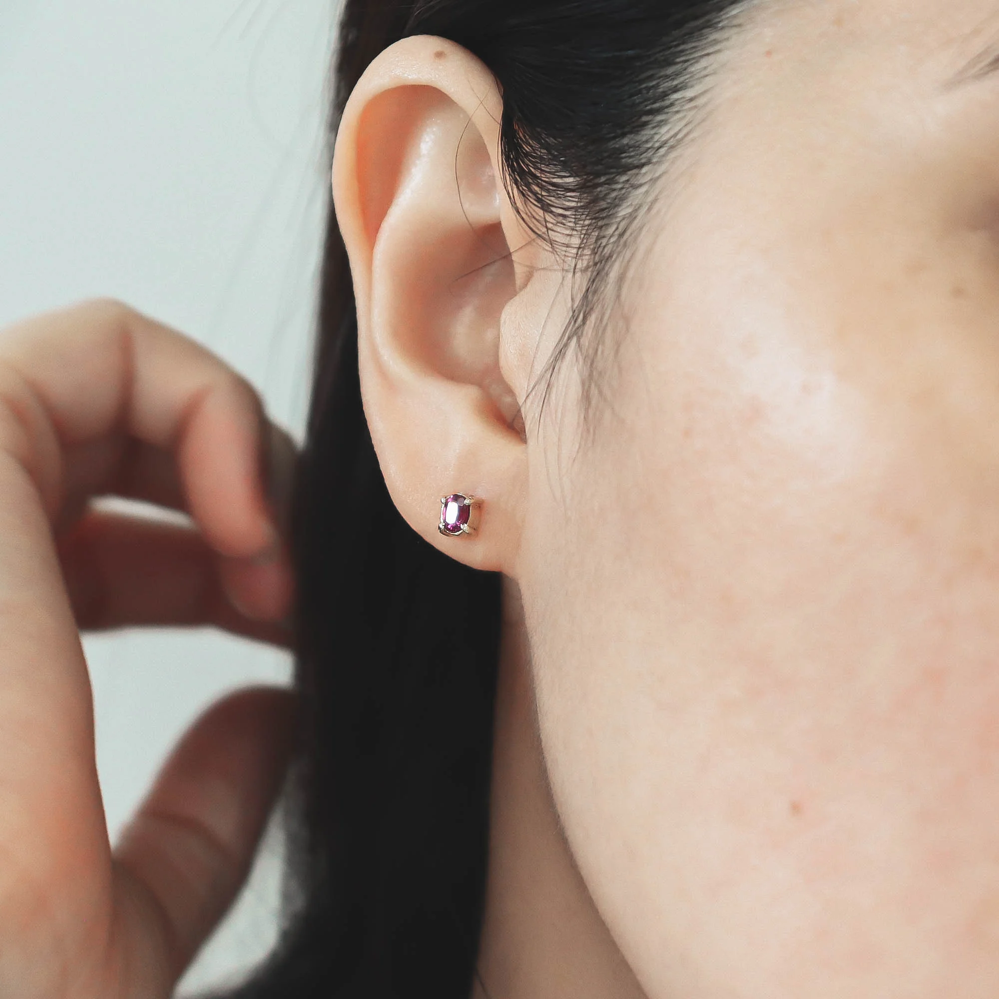 rhodolite garnet studs 14k -studiocosette