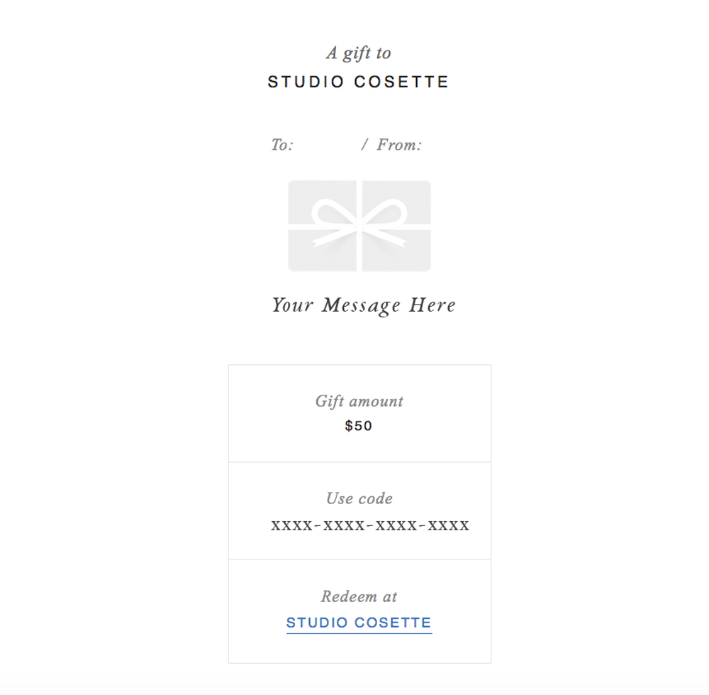 e-giftcard studiocosette.com