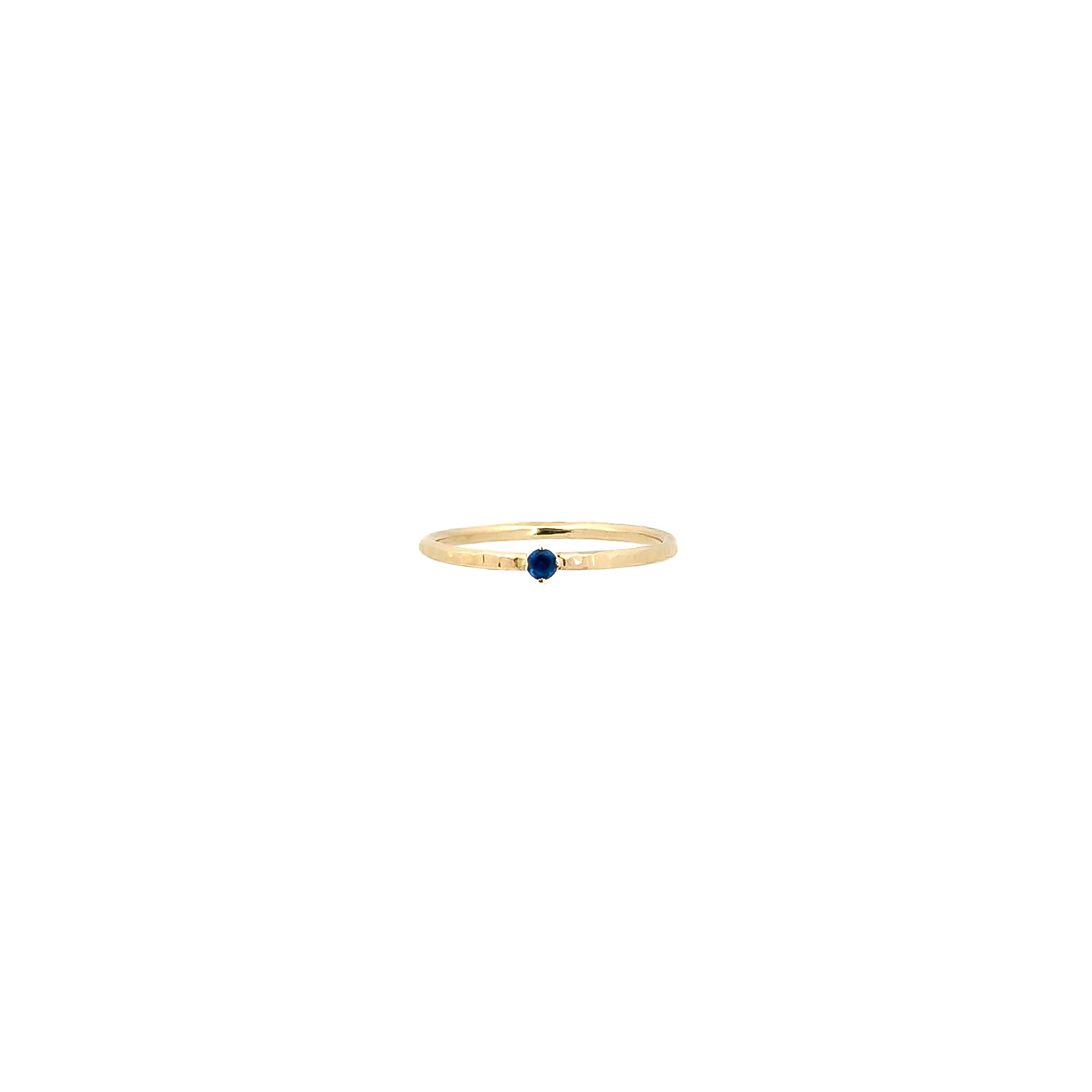 Tiny blue sapphire solitaire ring. 14K Gold -studiocosette.com