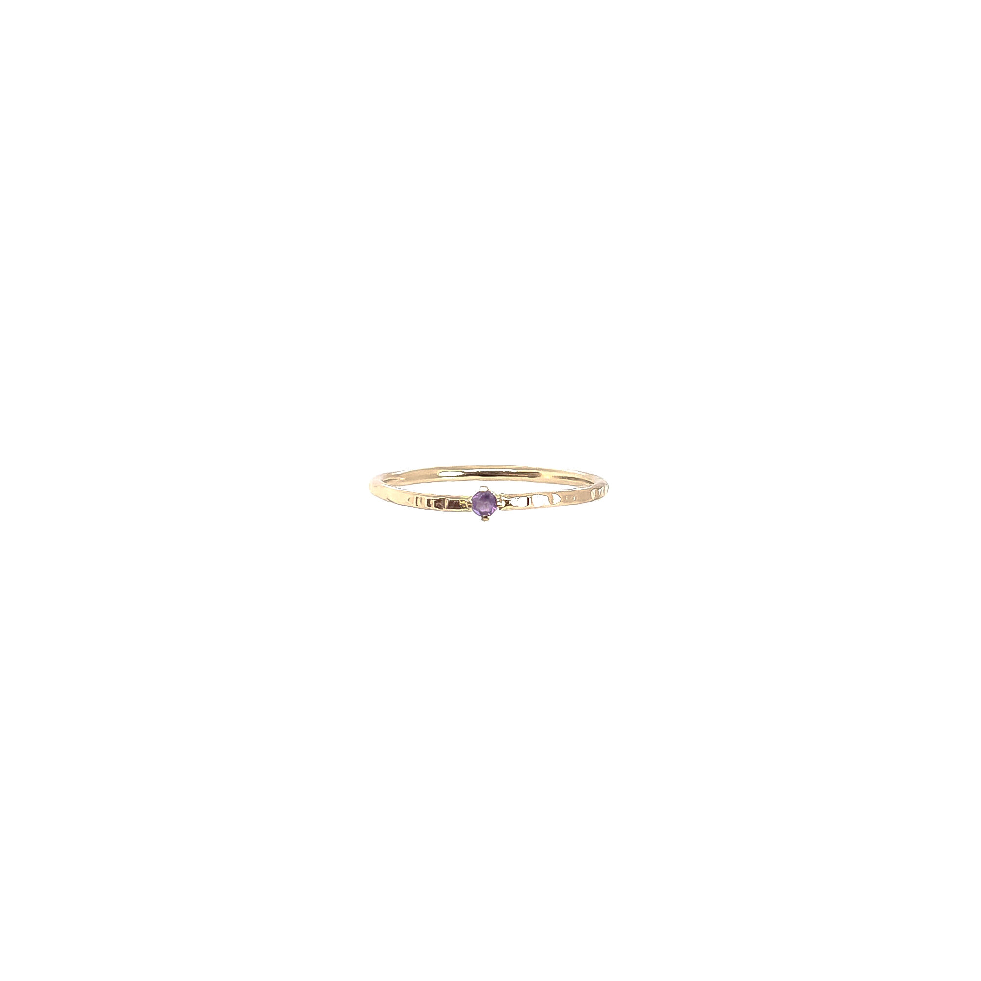 Tiny amethyst solitaire ring. 14K Gold -studiocosette.com