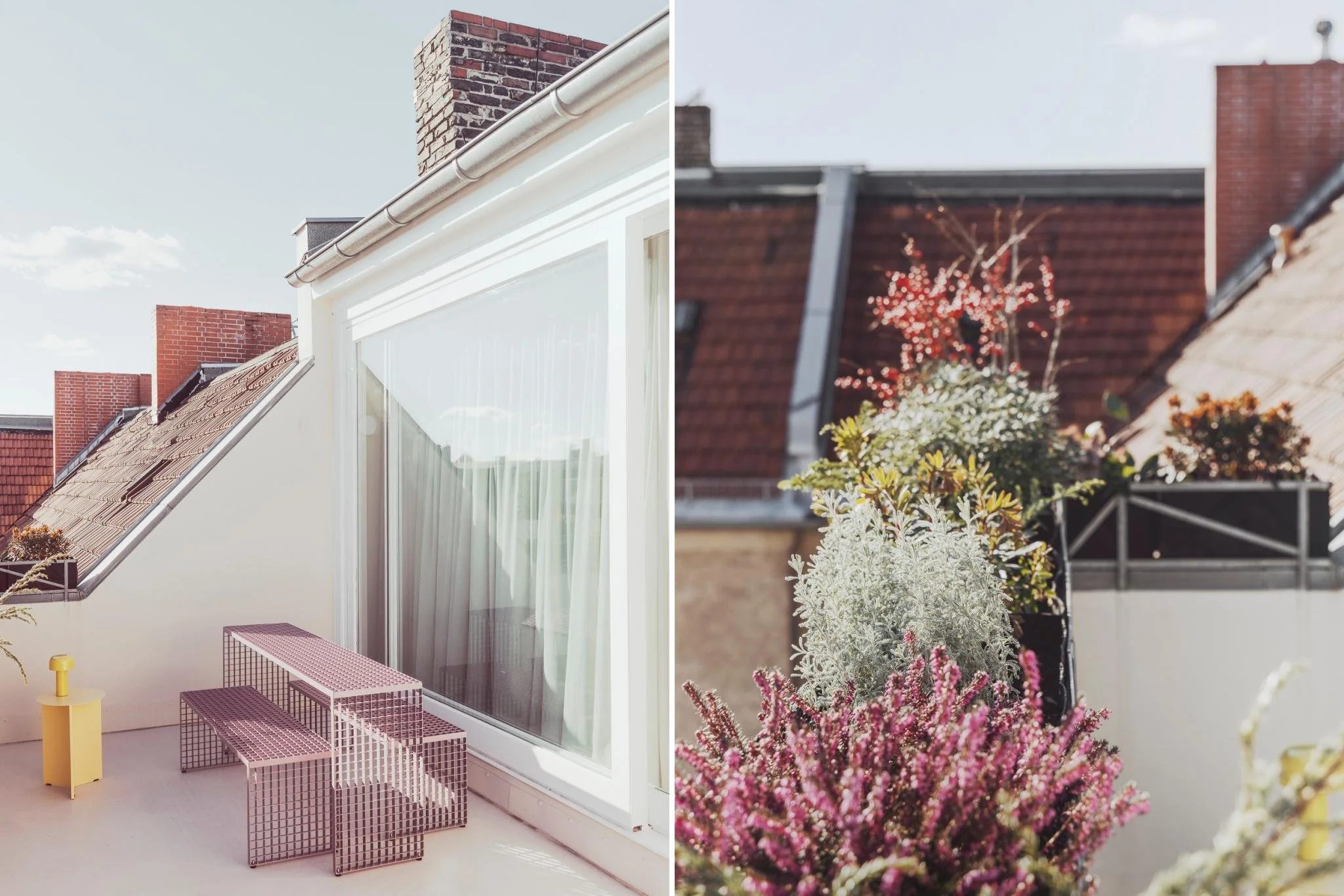 A fully furnished rooftop apartment in Schöneberg, designed as a quiet, warm home above the city. Photography: Jacques Nguyen / Kozy Studio Berlin