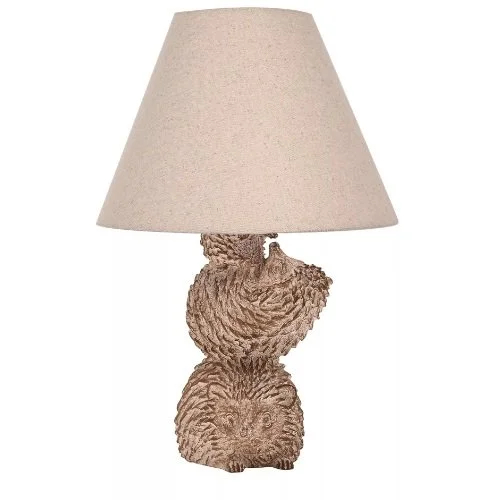 Hestia Wood Effect Resin Hedgehog Table Lamp 16"