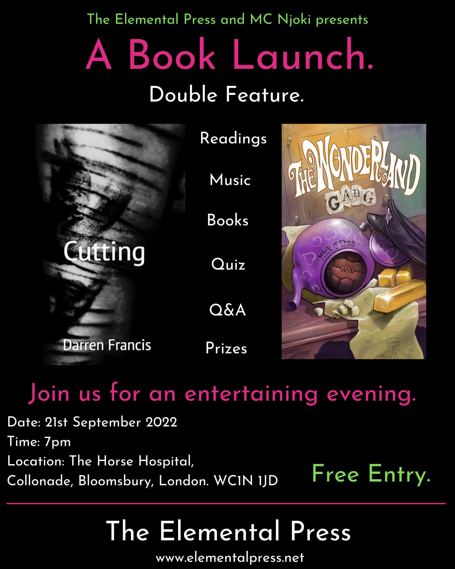 RESCHEDULED -DATE TBC! Book launch: Elemental Press