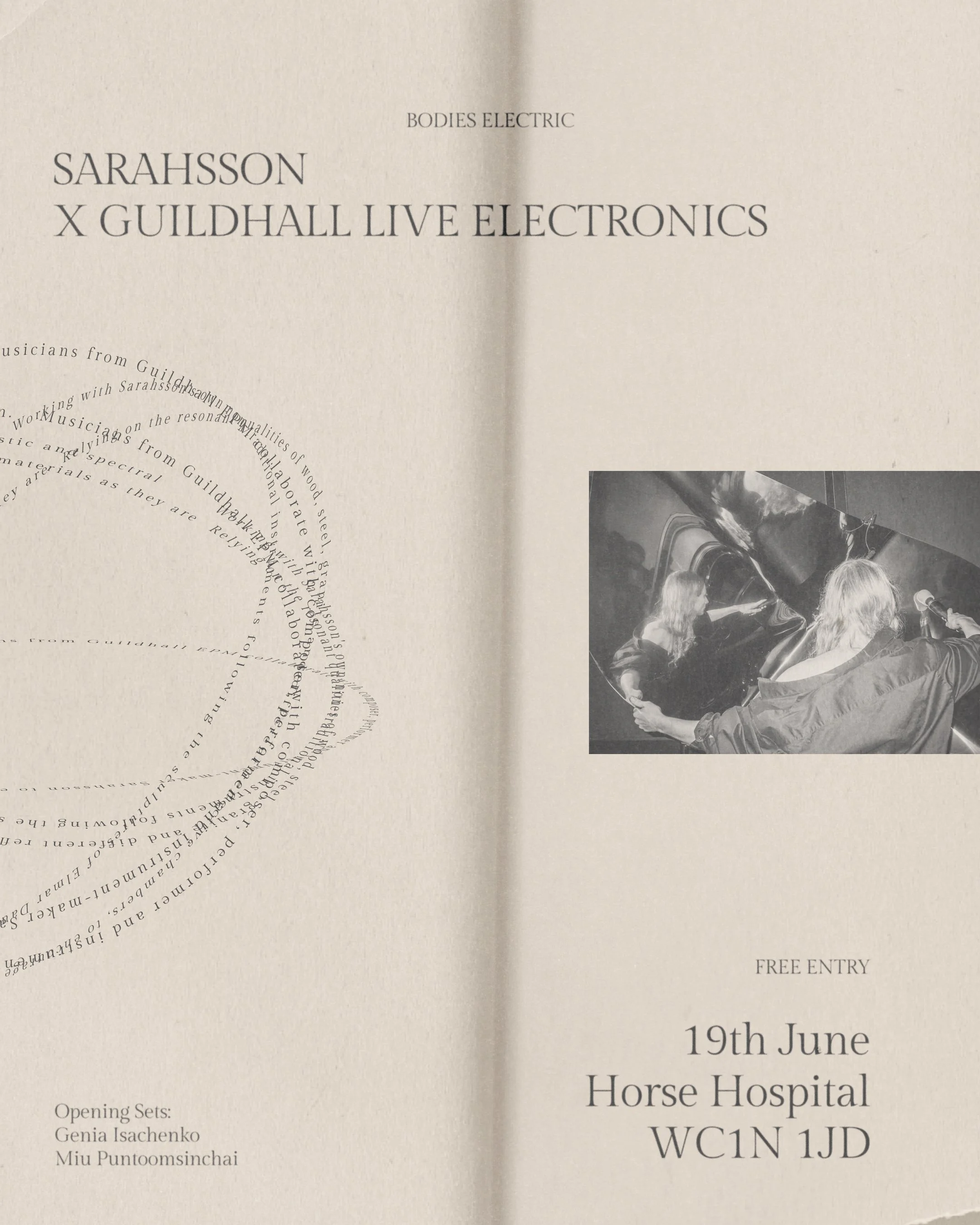 BODIES ELECTRIC : SARAHSSON X GUILDHALL LIVE ELECTRONICS ENSEMBLE