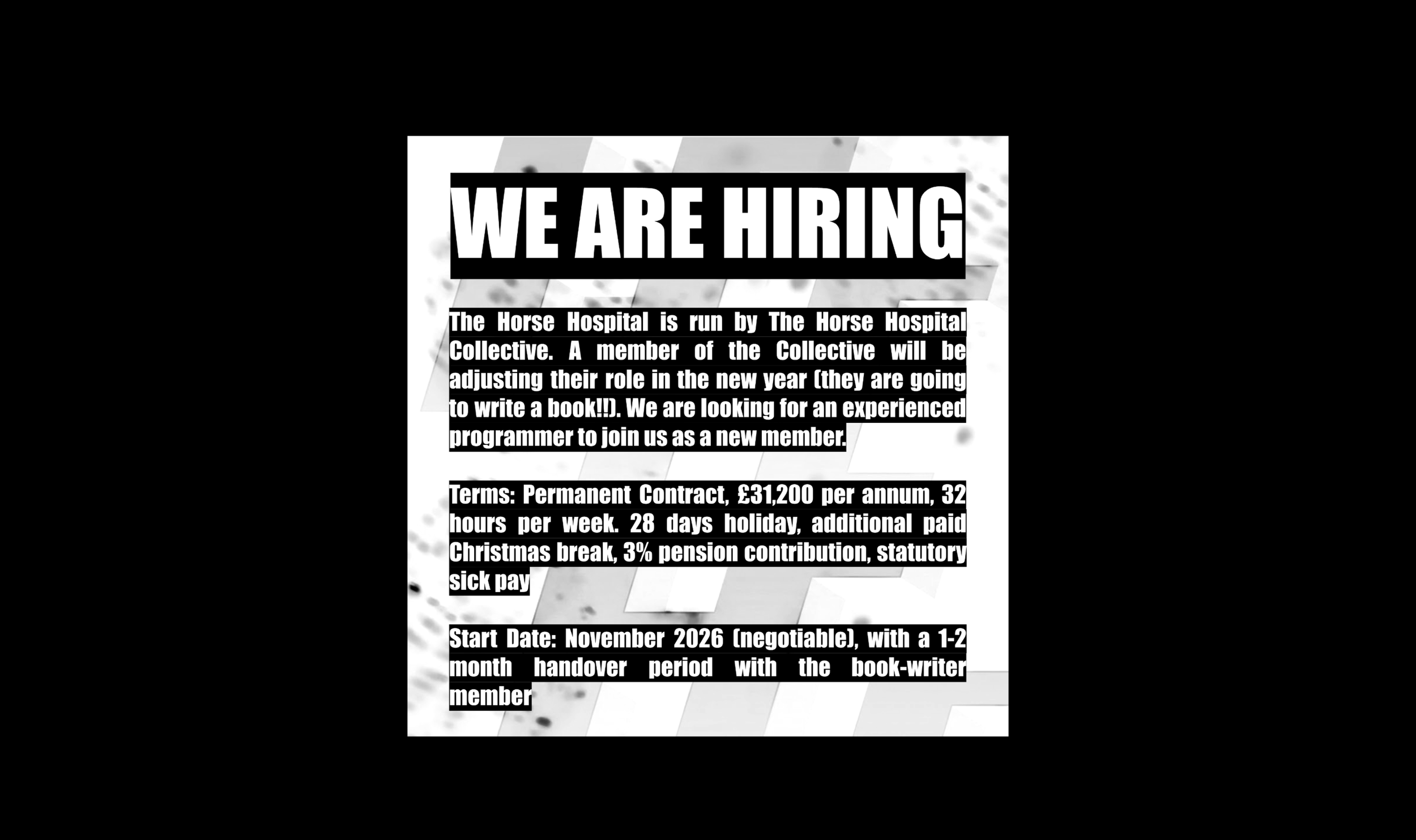  WE ARE HIRING! DEADLINE 31ST AUGUST !!!! 