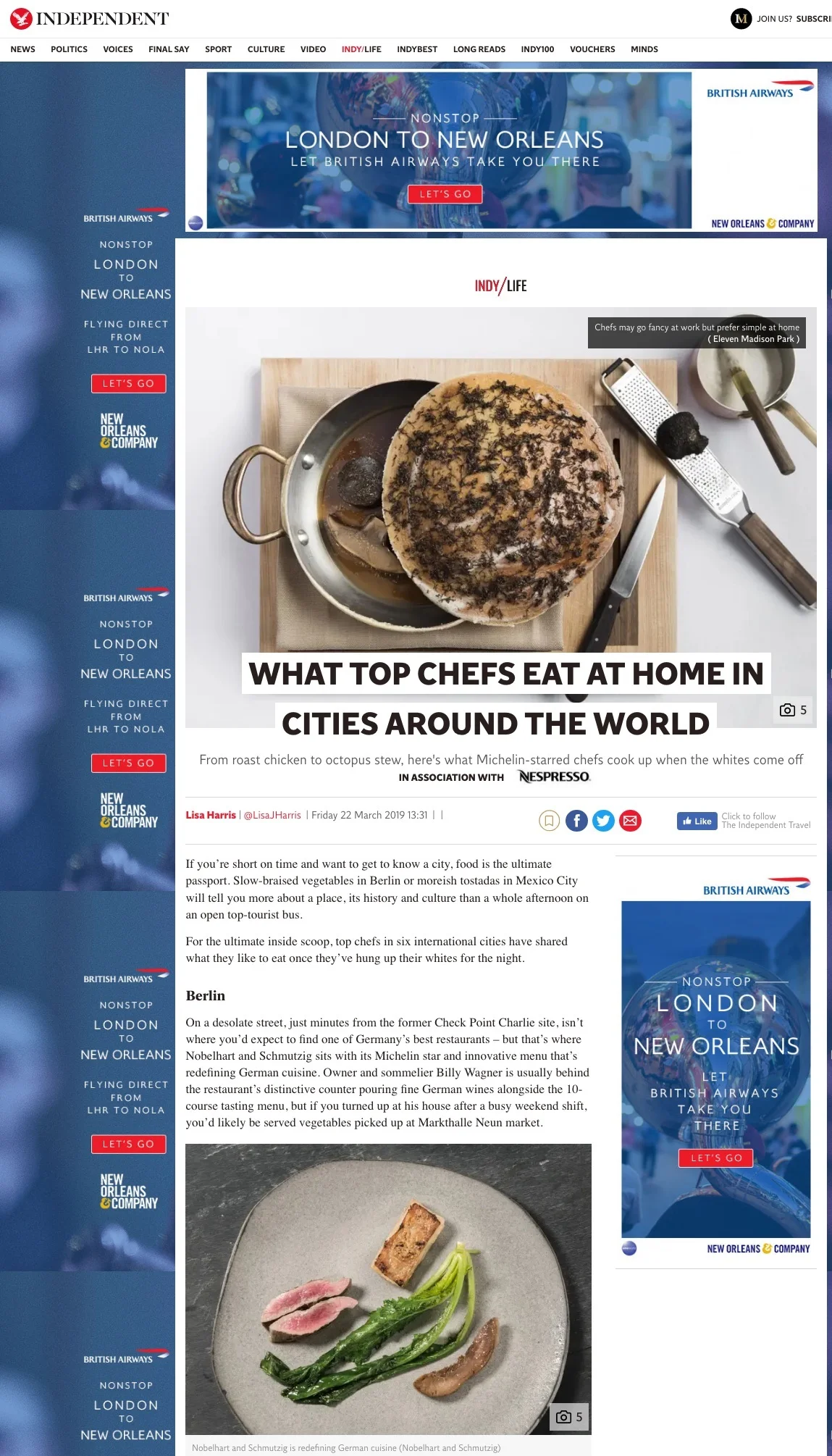 Chef feature for the Independent newspaper, interviewing chefs about their favourite meal at home. Read the article…